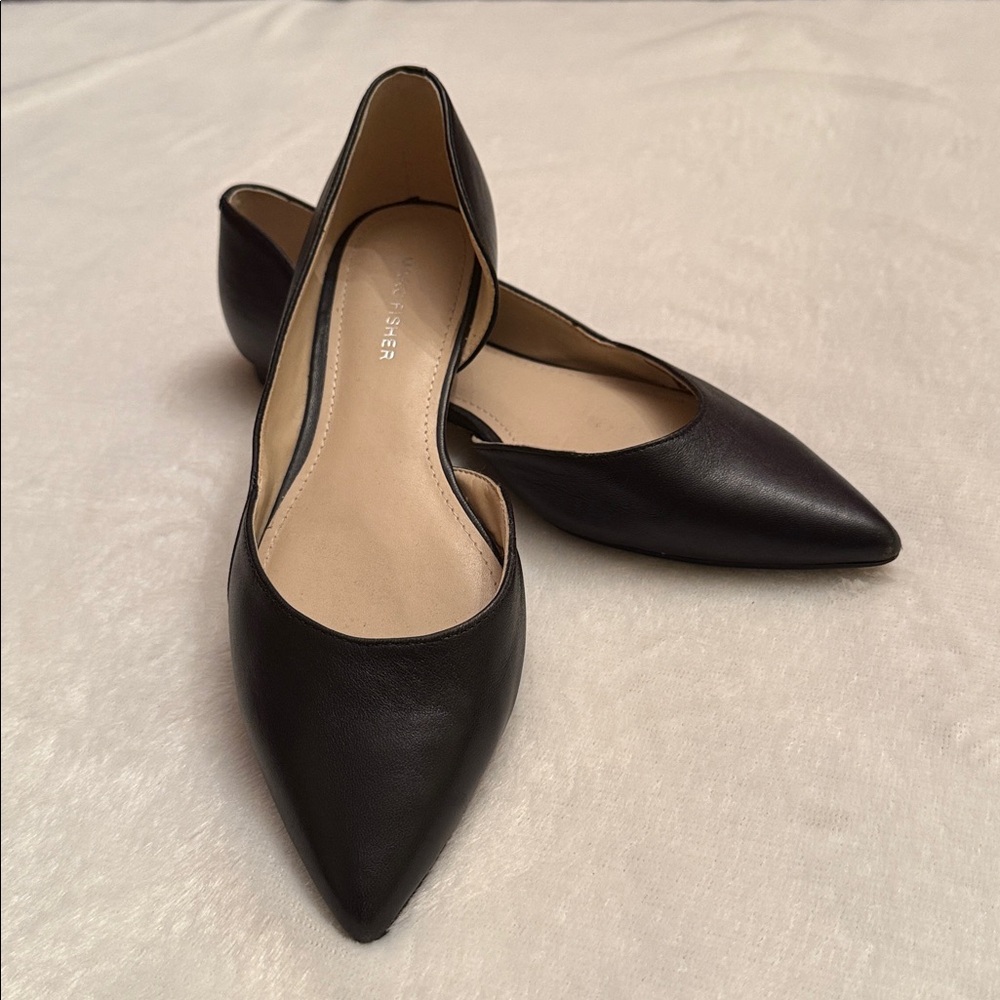 Marc Fisher Black Pointed Flats, 7.5